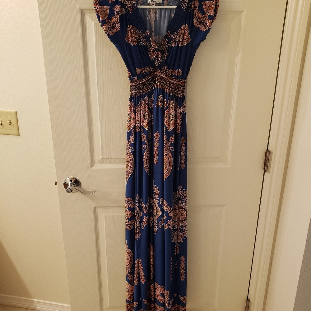 Blue boho dress